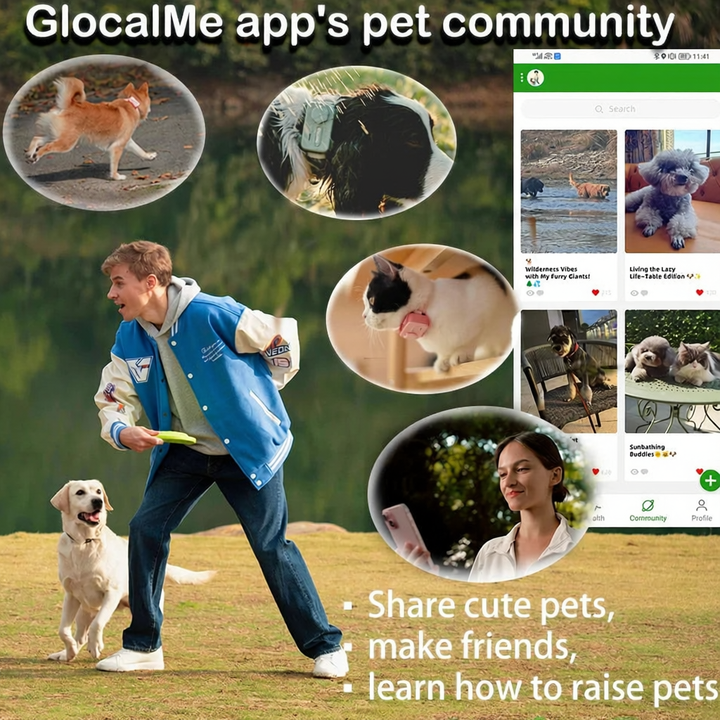 GlocalMe PetPhone Pet Smartphone GPS Wi-Fi Tracker for Dog Cat Anxiety Relief With Play Music Two-Way Call AI Health Monitoring