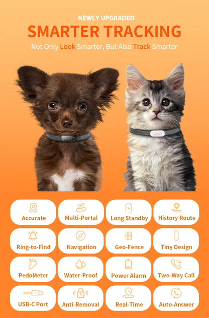 Safe & Smart RF-V53 Tracker 4G Pet Locator GPS Beidou Cat and Dog Positioning Search Anti-lost IP67 Waterproof 900 MAh Battery