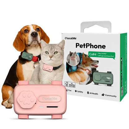GlocalMe PetPhone Pet Smartphone GPS Wi-Fi Tracker for Dog Cat Anxiety Relief With Play Music Two-Way Call AI Health Monitoring