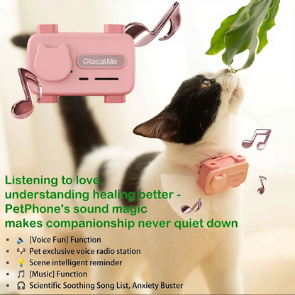 GlocalMe PetPhone Pet Smartphone GPS Wi-Fi Tracker for Dog Cat Anxiety Relief With Play Music Two-Way Call AI Health Monitoring