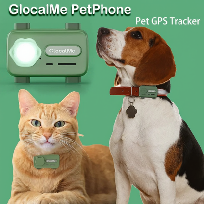 GlocalMe PetPhone Pet Smartphone GPS Wi-Fi Tracker for Dog Cat Anxiety Relief With Play Music Two-Way Call AI Health Monitoring